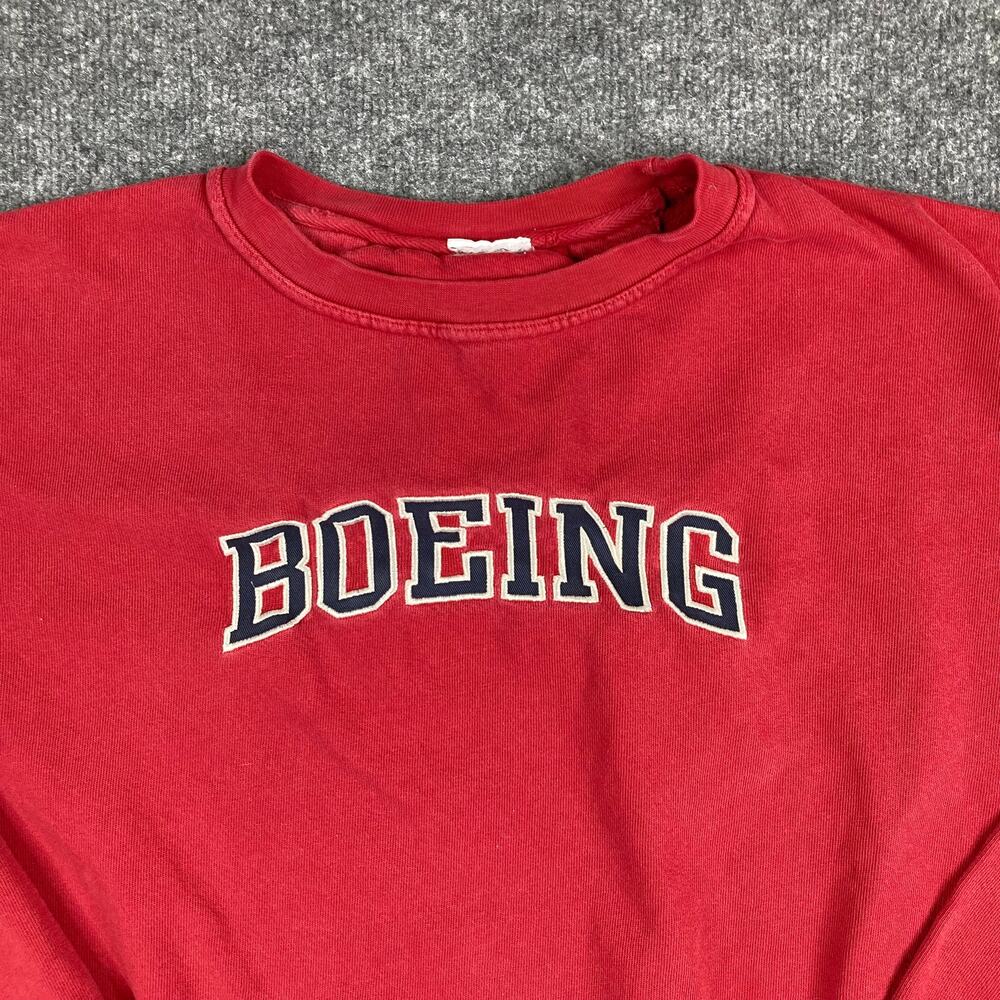 Boeing Sweatshirt Mens 2XL Red Graphic Logo Crewneck Pullover Aviation Vintage‎